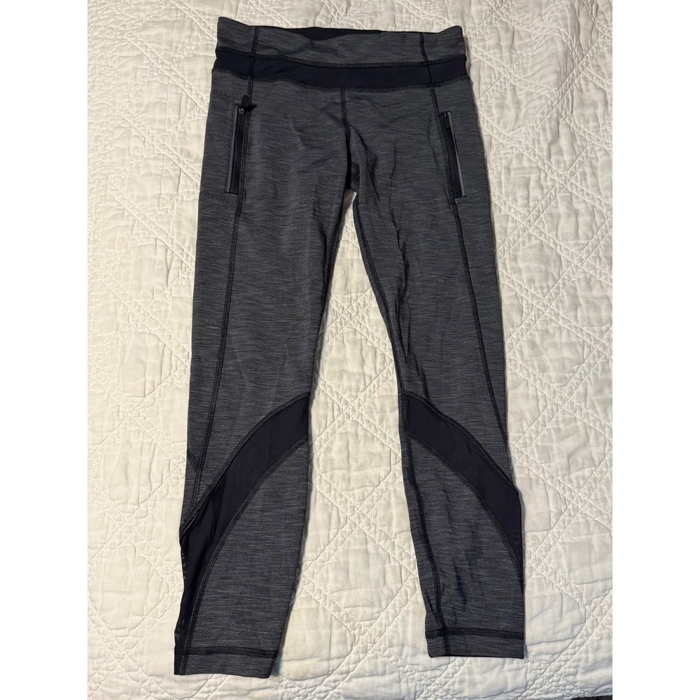 Lululemon Inspire Tight II Women 6 Grey Space Dye Mesh Panel Running Leggings